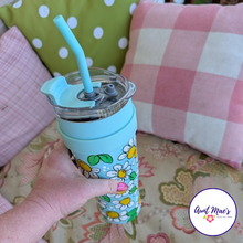 Load image into Gallery viewer, Doodle Cup | Hand-Painted 40oz Straw Tumbler | Mint Daisies