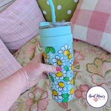 Load image into Gallery viewer, Doodle Cup | Hand-Painted 40oz Straw Tumbler | Mint Daisies