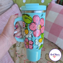 Load image into Gallery viewer, Doodle Cup | Hand-Painted 40oz Leakproof Tumbler | Mint Meadow