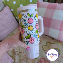 Load image into Gallery viewer, Doodle Cup | Hand-Painted 40oz Leakproof Tumbler | Blush Bloom
